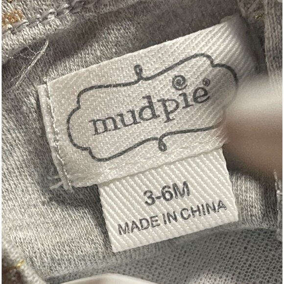 Mud Pie Baby Girl Pumpkin Long Sleeve Romper Ruffle 3-6 Months Gray Halloween - Picture 5 of 8